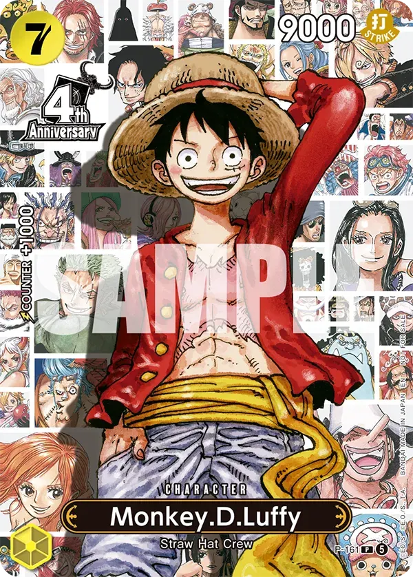 Carta promocional P-161 Monkey.D.Luffy del 4.º aniversario